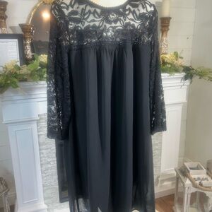Womens AUW Elegant Black Lace Dress